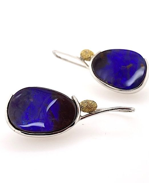 Elektron-vivid-blue -boulderopal-earrings-gold-silver-hooks