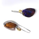 Elektron-purple-boulderopal-earrings-gold-silver-hooks-reverse