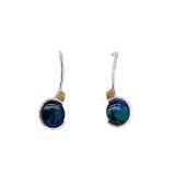 Elektron-lightning ridge-blue-green-opal-earrings-bolda