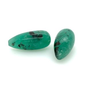 Columbian-Emerald-pyritized-drops-pair-drilled